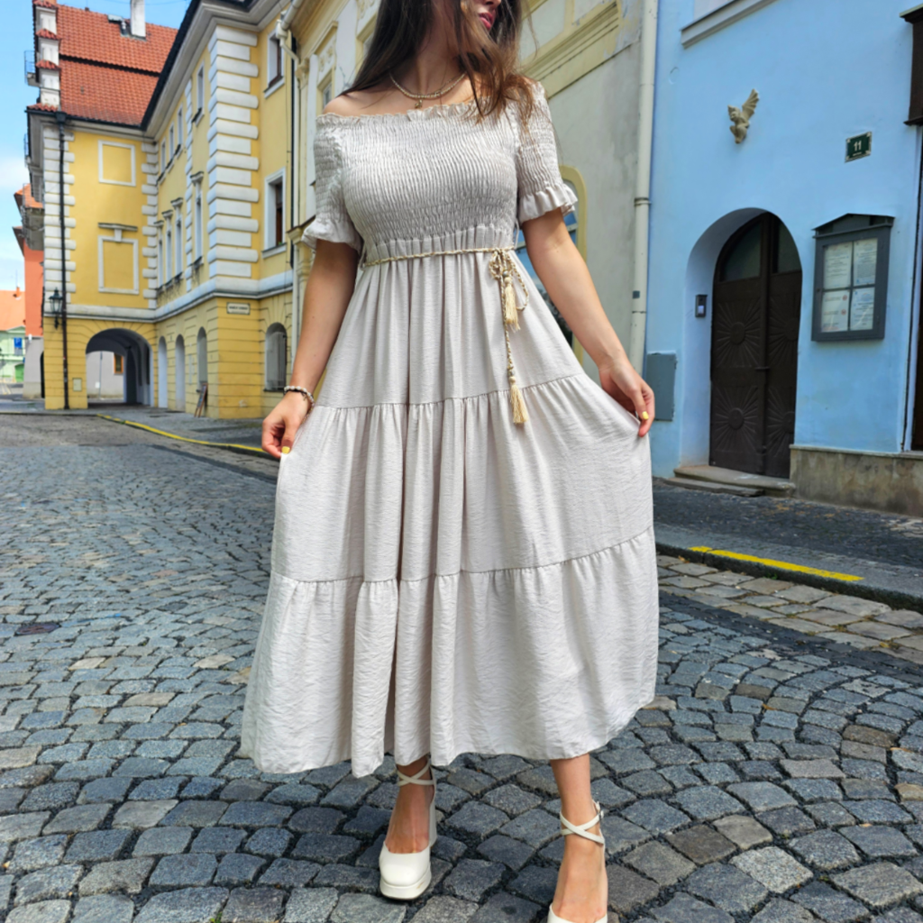 Světle béžové španělské šaty ALESSIA2